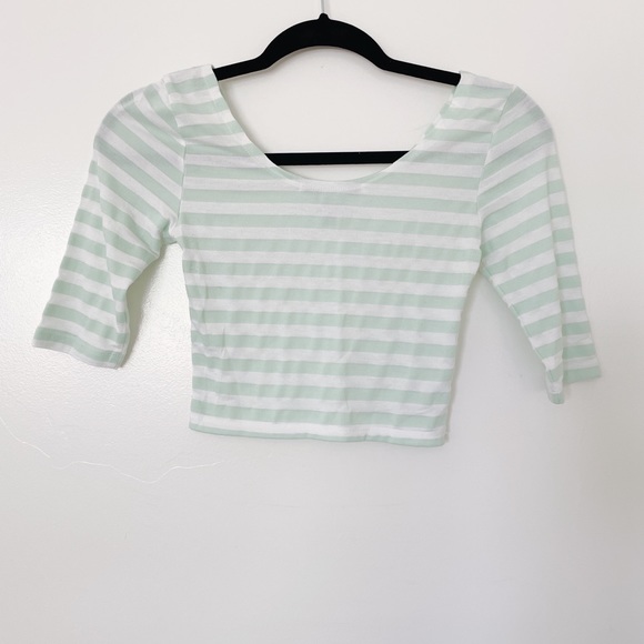 American Rag mint green & white striped crop top - Picture 2 of 4